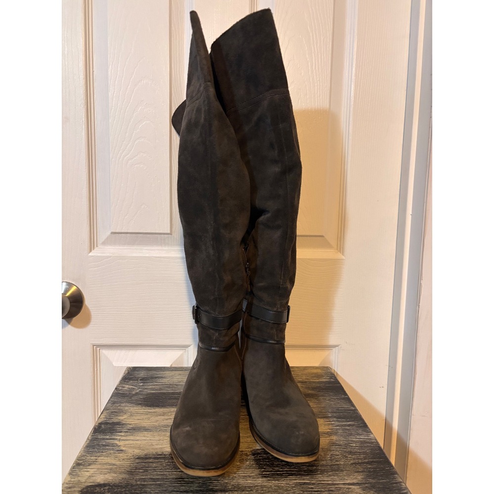 Franco Sarto Crimson Wide Calf Over The Knee Suede Boots Grey 9.5M WC - Picture 2 of 8